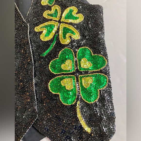 Fashion Fantasy Vintage Shamrock Festive Sequins.Fun Unique piece.Size S - Picture 11 of 13